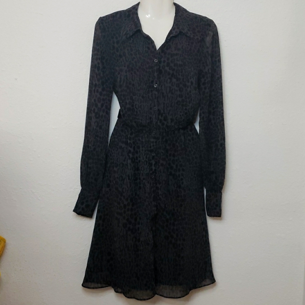 Black leopard print dress
